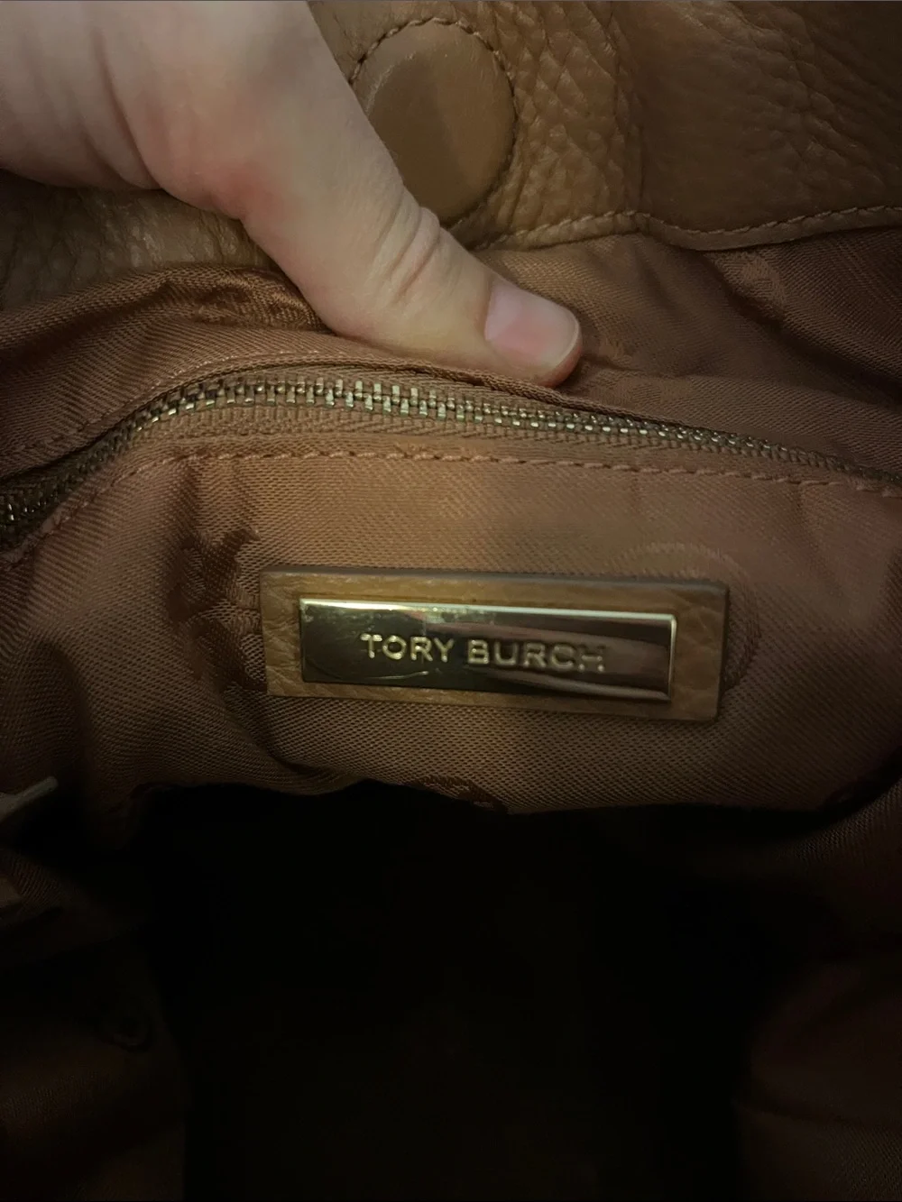 Tory Burch Cognac Pebbled Leather Hobo